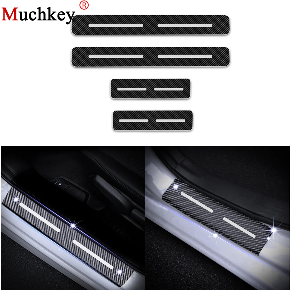 

4D Carbon Fiber Vinyl Sticker Car Door Sill Protector Scuff Plate Stickers For CHEVROLET MALIBU Auto Accessories Car-Styling