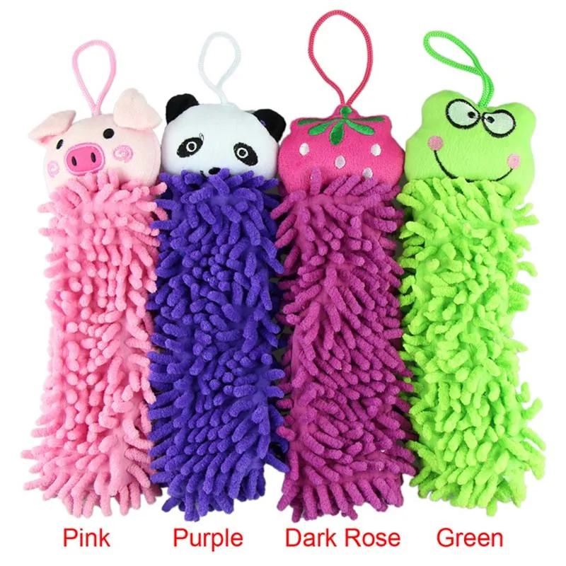 New Cute Baby Hanging Microfiber Soft Hand Towels Kids Enjoy Clean and Dry Hands For Kitchen Bathroom Cartoon Cloths