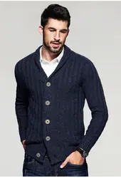 Мужской модный бренд повседневная Slim Fit вязаные свитеры-кардиганы Smart Look офис Домашняя одежда мужчины Turn-Down воротник теплый свитер