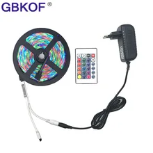 5 метров, 300 светодиодов, без водонепроницаемости, теплый белый, RGB, 5 м, Светодиодная лента, светильник 2835, 3528, постоянный ток, 12 В, 60 светодиодов/м, гибкий светильник, лента, лента, лампа