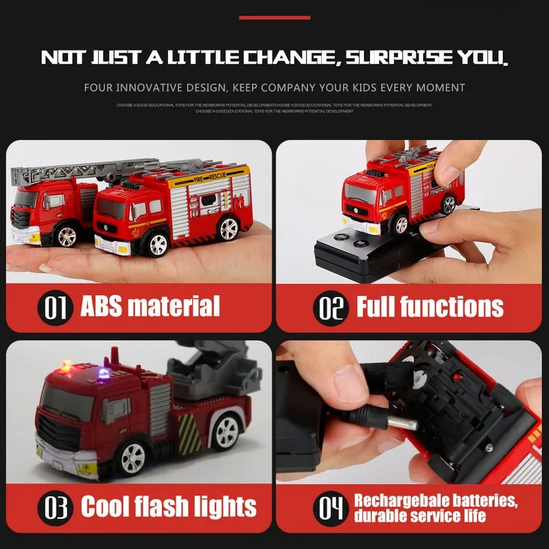 158 Mini Model Truck Diecast Fire Trucks RC Car Toy With Remote Control Water-Tank Lorry Or Ladder Children's Christmas Gifts (4)