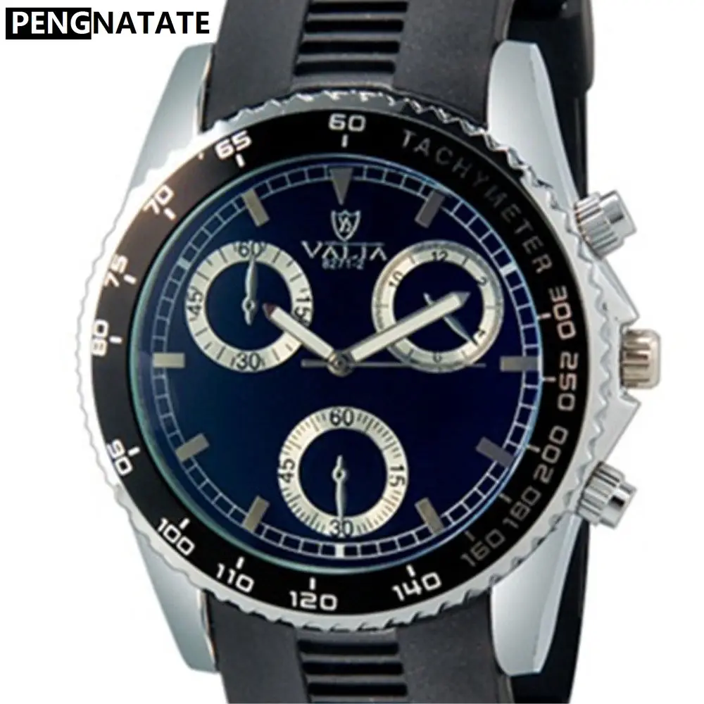 

VALIA Male Watches Stainless Steel Military Watch Casual Sport Rubber Strap Quartz Clock Wristwatch Relogio Masculino PENGNATATE