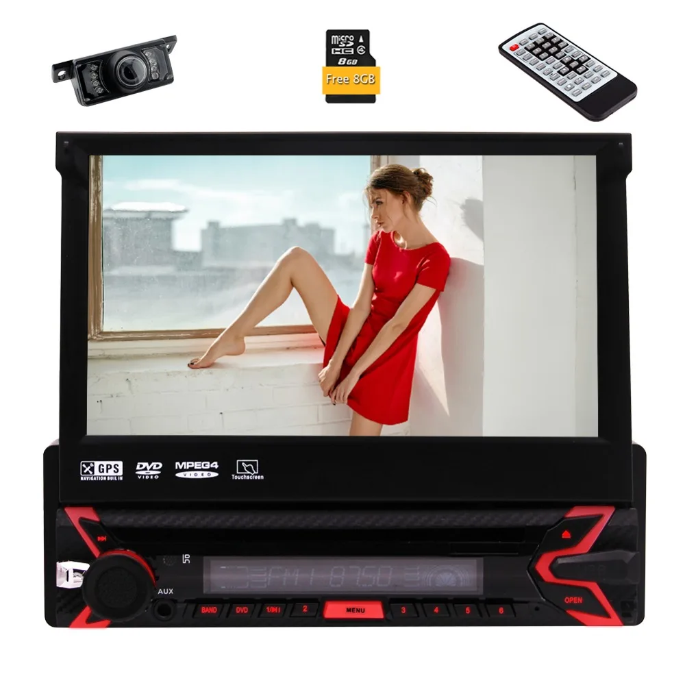 

Single DIN 1DIN Digital Motorized 7 Inch Capacitive Touch Screen Car Stereo DVD Player Bluetooth GPS Navigation UI Touch Screen