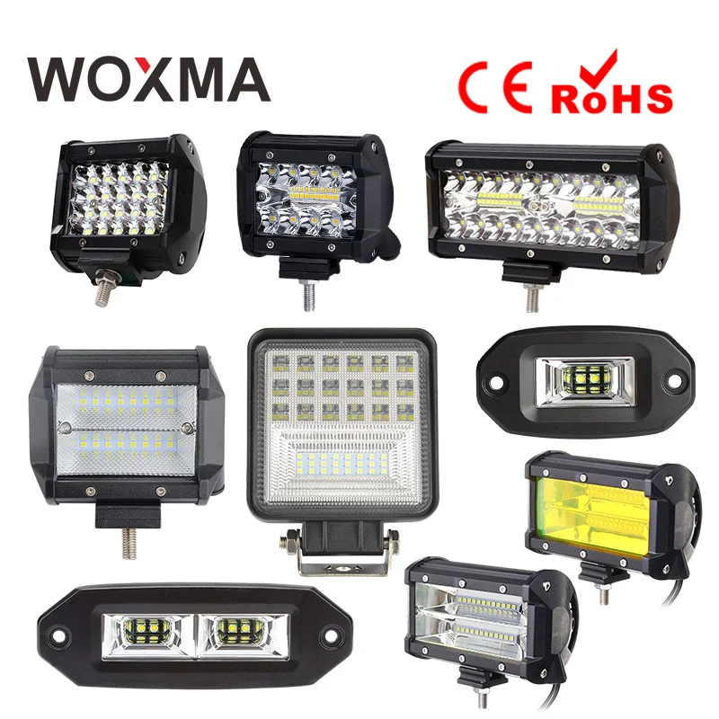 Goedkoop LED Light Bar 18 w Werk Licht 4X4 12 v 60 w Offroad Motorfiets 72 w Auto Fog lamp 4 inch 6000 k Wit Geel 4WD Auto Accessoires WOXMA