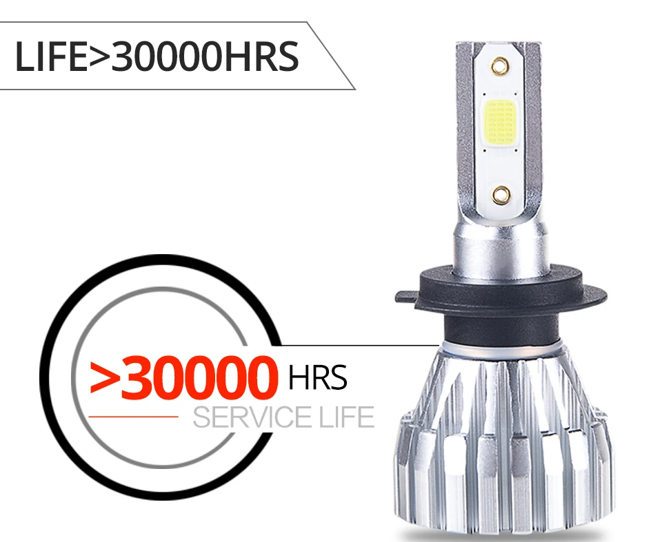 VooVoo 2Pcs Fanless H7 H1 Led H3 H4 H11 9005 9006 9012 HIR2 6500K 4300K Mini Car Headlight Bulbs 50W 5000LM Auto Headlamp Lights_01 (12)