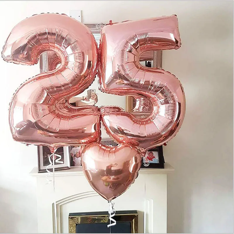 Set of 2 Colorful 30th Birthday Foil Balloons - Pink, Blue, Gold Party Decorations