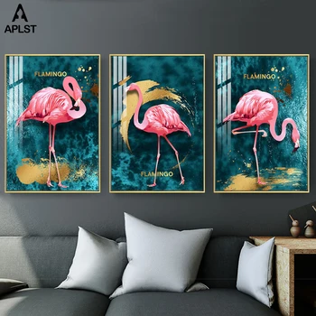 

Pink Flamingo Animal Posters Prints Canvas Art Nordic Sea Level Coral Reef Background Paintings Pictures for Living Room Bedroom