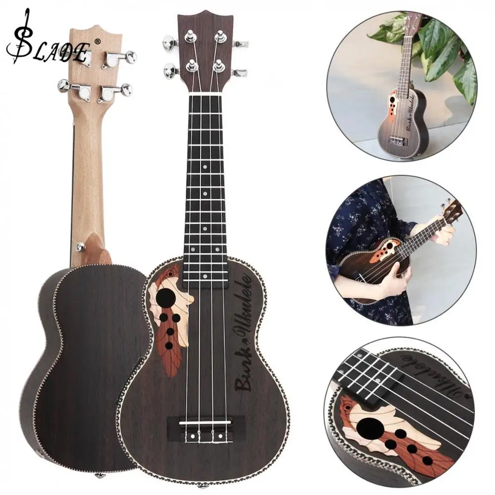 

21 Inch Spruce EQ Soprano Ukelele 15 Fret Electroacoustic 4 Strings Guitar with Built-in EQ Pickup Musical Instrument