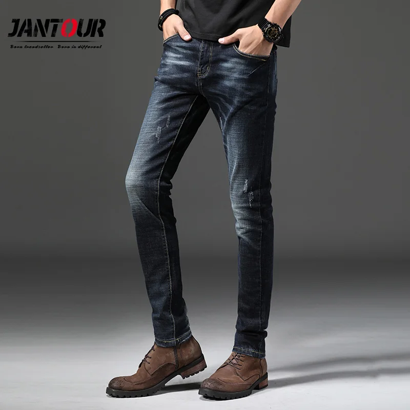 

2018 new Autumn winter Denim Jeans Mens Slim Casual skinny Slim Jean Male Stretch Straight cotton Long Trousers Jeans for Men