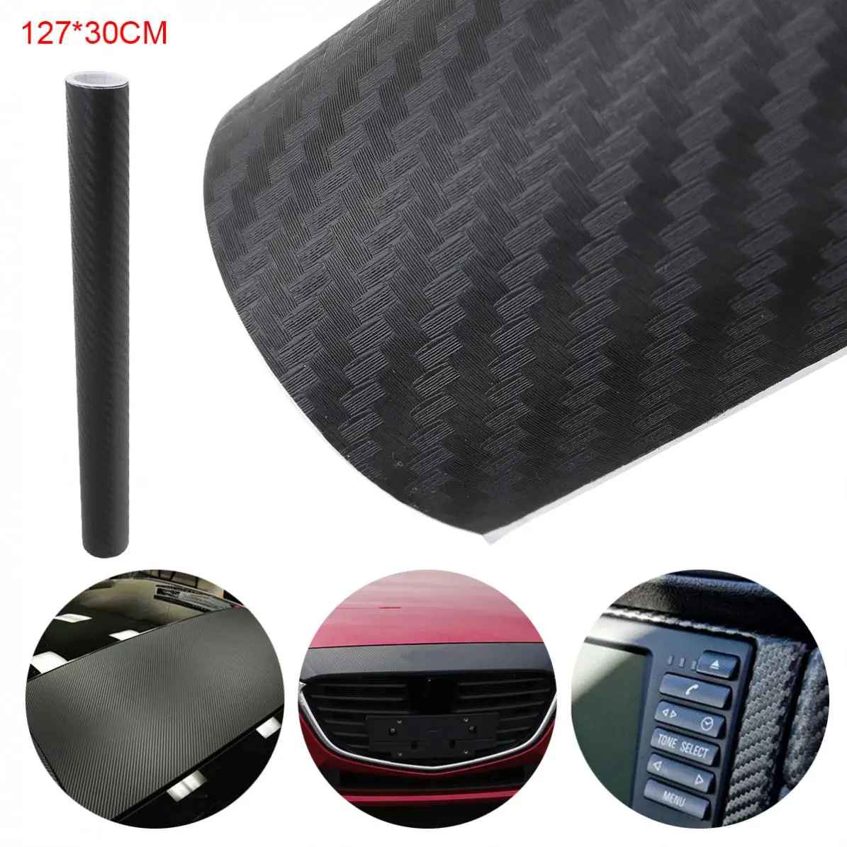 

30 x 127 CM 3D Durable PVC Carbon Fiber Any Clipping Thickening Decoration Car Stickers for Motorcycle/Electronic Product/Home