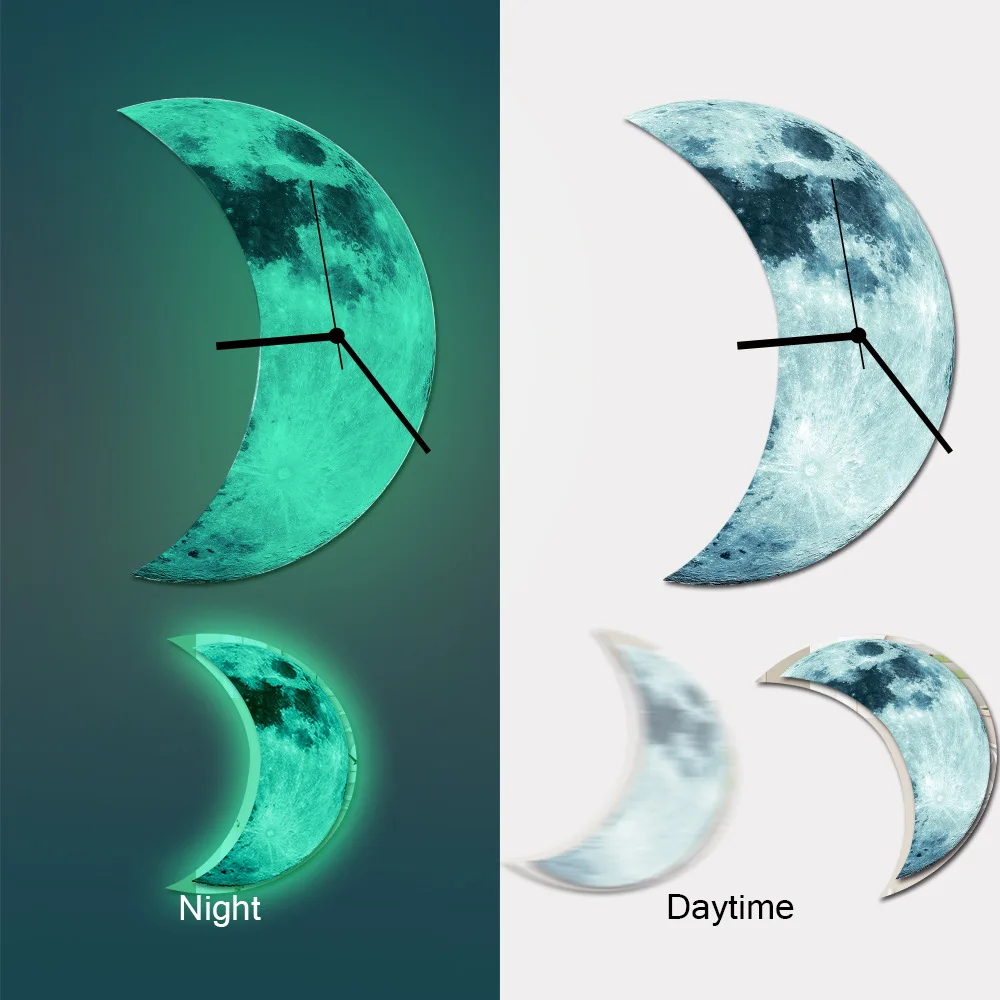 Luminous Clock Glow Crescent Pendulum Luminous Lunar Wall Clock Living
