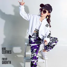 Детская одежда в стиле хип-хоп; Повседневная рубашка; толстовка; Топ; камуфляжные штаны для девочек; костюм для джазовых танцев; одежда для бальных танцев