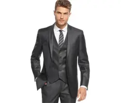 2018 новый индивидуальный заказ Темно Серый Жених костюмы с остроконечным лацканом Женихи Для мужчин мужской свадебный костюм (куртка +