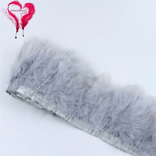 2 Meters/Lot 10-15 CM Dyed Colored Downy Turkey Marabou Feather Fringe Trimming Satin Ribbon Trim Garment Decoration 22 Colors - Цвет: Light Gray