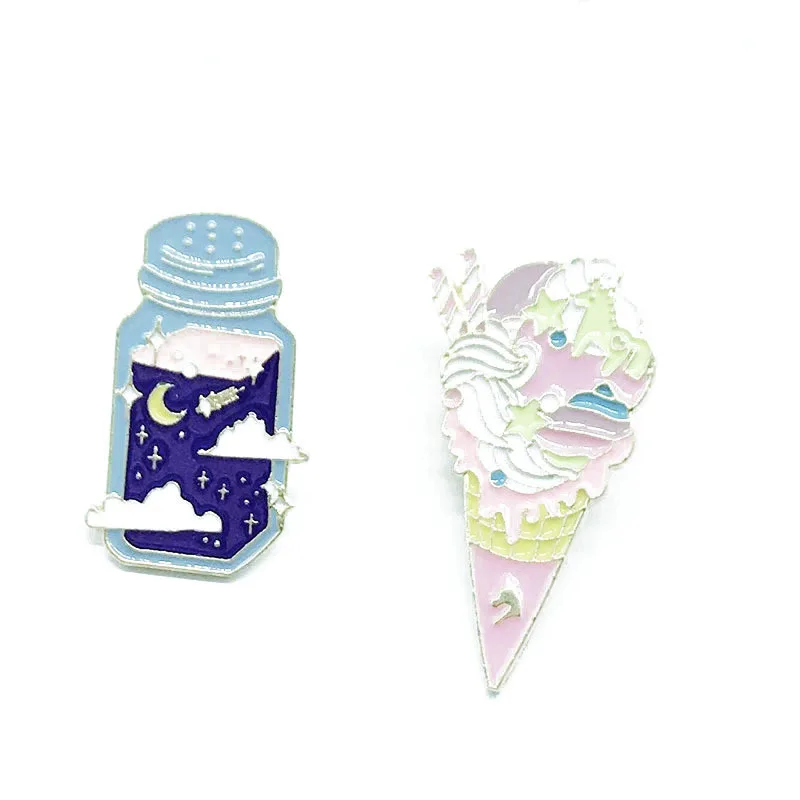 

Creative Cartoon Brooches for Women Star Bottle Ice Cream Badge Kids Toy Clothes Coat Collar Enamel Pins Backpack Badge Jewelry