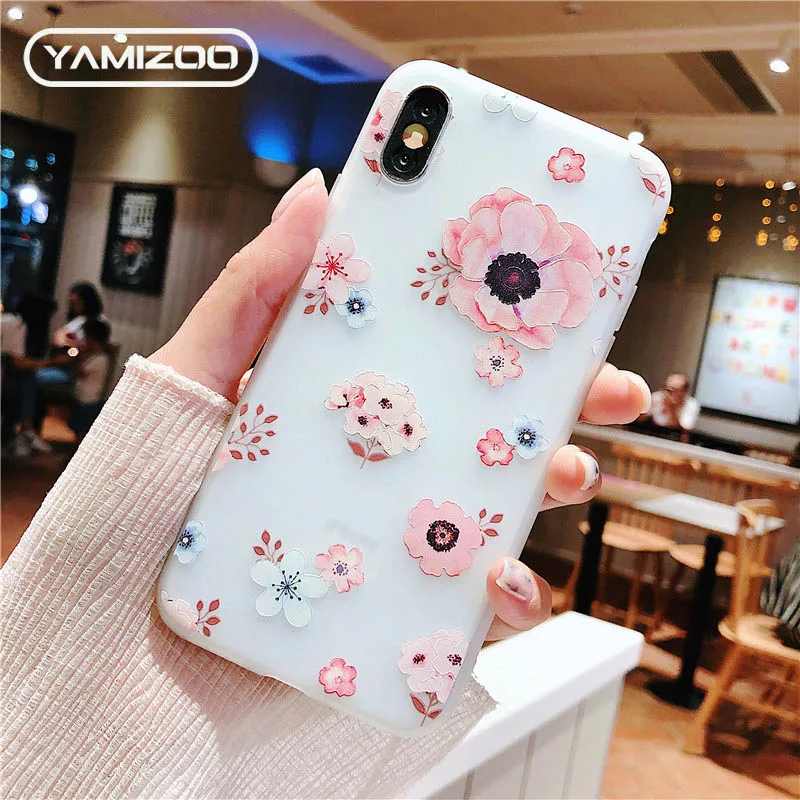 

YAMIZOO Protective Case For iPhone 5s 7 6 Flower Coque Silicon 360 Thin Cover For iPhone xr x xs max Phone Cases 5 se 8 6s Plus