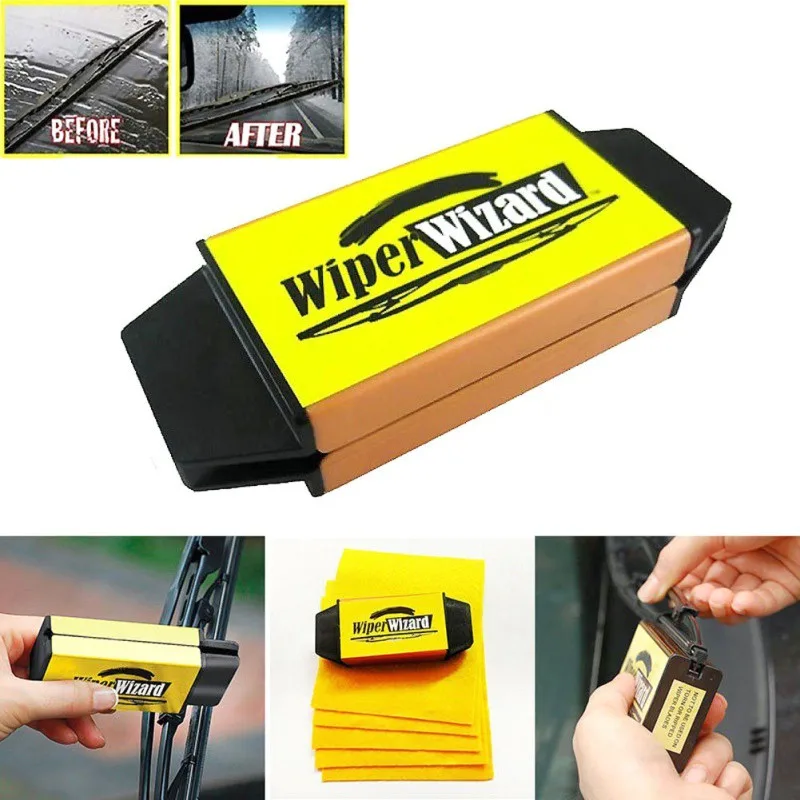 Car-Styling Wiper Cleaning Brush Car Windshield Wiper Wizard Blade Restorer with 5pcs Wizard Wipes Van Windscreen Cleaner