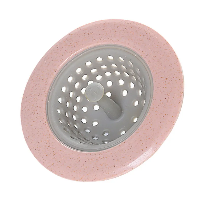 IVYSHION силиконовая Пшеничная солома Слив для кухонной раковины слив в ванной раковина сливной крышки дуршлаг канализационный фильтр для волос фильтр - Цвет: pink