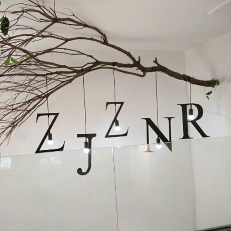 

Simple English lamp art personality cafe, restaurant, wrought iron bar LED lamps and lanterns bedroom letters droplight