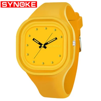 

SYNOKE Boys Student Colorful Waterproof Sports Watch Brand Women Unique Silicone Digital Date Wrist Watch