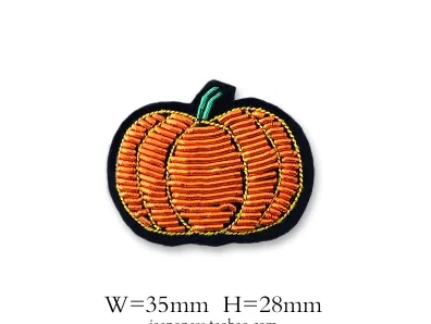 DIY 3D значки ручная вышивка фрукты/овощи Embroiderd металлической проволоки аппликация для пальто, брюки сумка брошь - Цвет: pumpkin