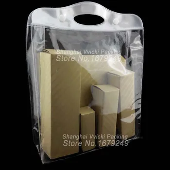 

wholesale 24X26X7CM Pink Transparent PVC Makeup Bag High Quality Beautician Waterproof Cosmetic Bag Handbag200pcs/lot