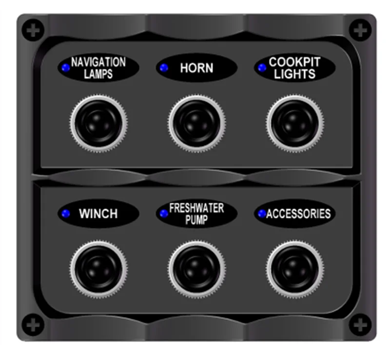 Waterproof Led Marine Grade 6 Way Toggle Switch Panel For RVs/Boat