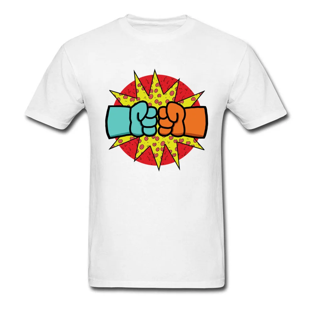 Pizza Fists No Crust Crew Neck T Shirt Summer Autumn Tops Tees Short Sleeve Hot Sale 100% Cotton Leisure T Shirts Funny Men Pizza Fists No Crust white