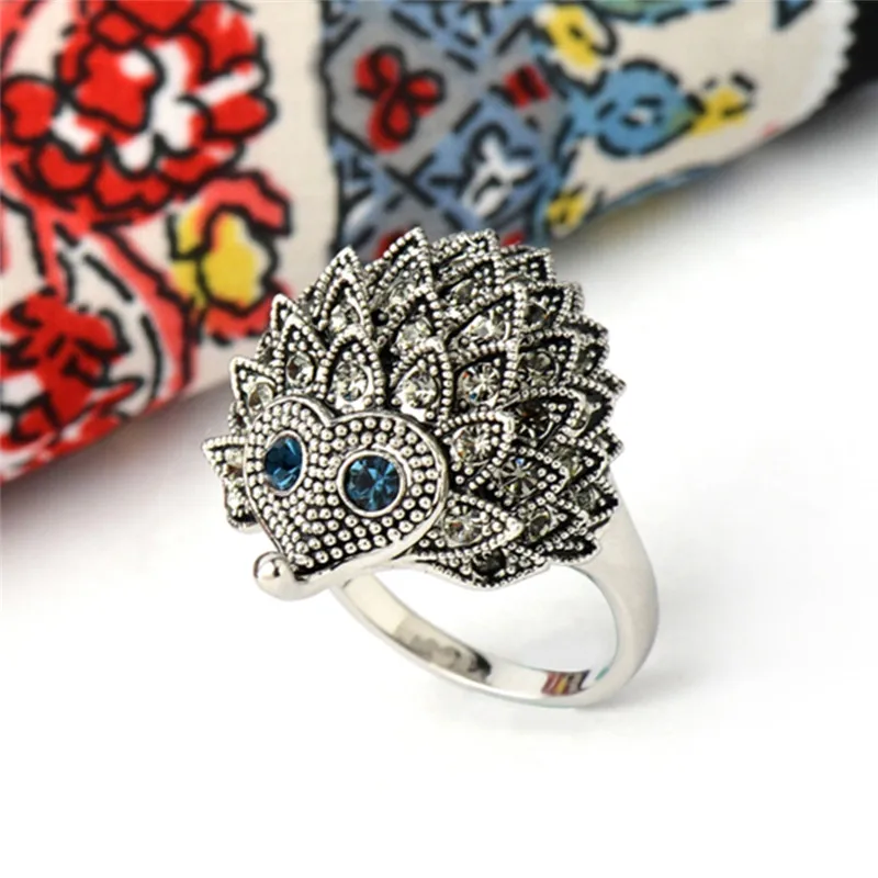 

Lucky Rings for Women Boho Beach Party Jewelry Cute Vintage European Punk Ring Unique Carved Antique Hedgehog