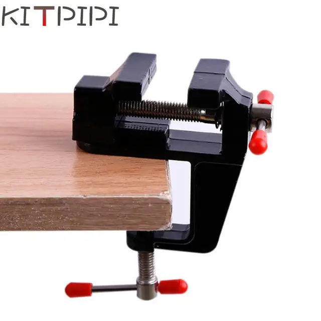 KITPIPI 3.5 Inch Aluminum Miniature Small Jewelers Hobby Clamp On Table Bench Vise Mini DIY Craft Tool Vice Fixed Repair Tool
