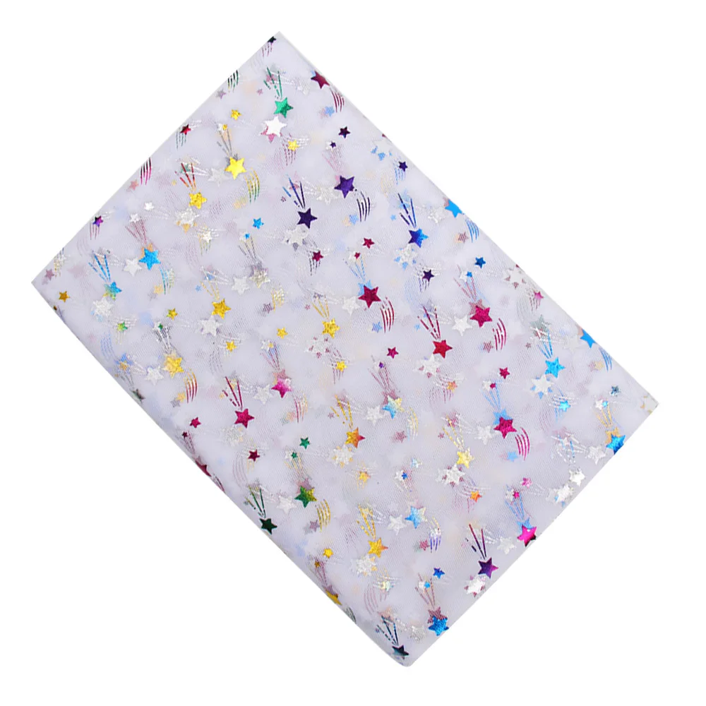 IBOWS 90*150 см красочные звезды сетка ткань марля Тюль Радуга ткани для DIY детское платье ткань шитье ремесло поставки фон - Цвет: white