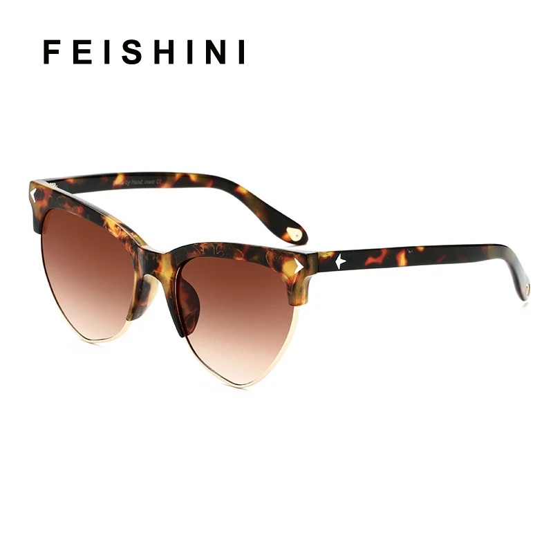 FEISHINI Brand Superstar Red Half Frame Sunglasses Women Cat eye 2019 High Quality Classic Semi-Rimless Sunglass Ladies Retro FEISHINI Brand Superstar Red Half Frame Sunglasses Women Cat eye 2019 High Quality Classic Semi-Rimless Sunglass Ladies Retro