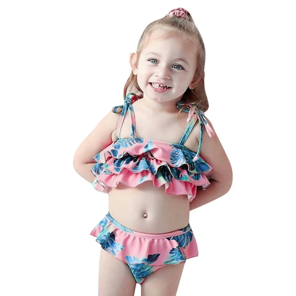 

SAGACE Ruffle Infant Child Bikini Swimwear Baby Girl Split Swimwear Two Pieces Swimsuit Cute Kids Girl Bodysuit Outfits