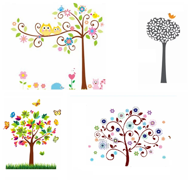 Zs Autocollant Arbre Autocollants Usine Déco Arbre Rotin Mur