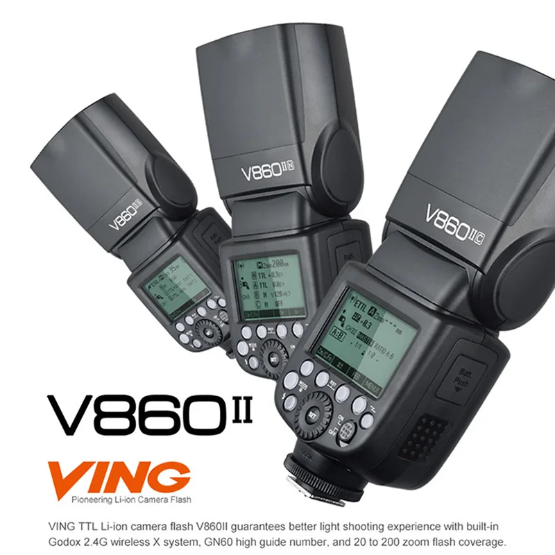 Godox V860II GN60 i-ttl HSS 1/8000s вспышка с литий-ионной батареей+ Xpro передатчик для вспышки для Canon Nikon sony Fuji Olympus