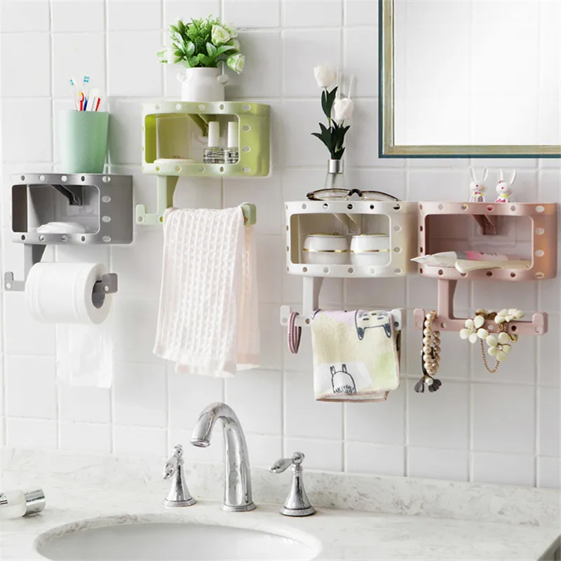 Toilet Free Punch Cosmetics Storage Rack Bathroom Wash Towel Holder Next The Phone Paper Napkins Organizers Tools | Дом и сад