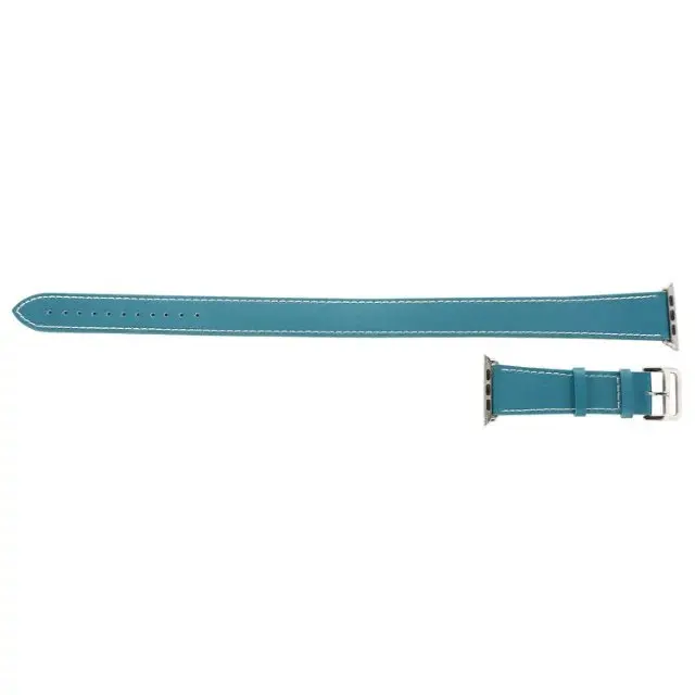 Цвет двойной тур натуральная кожа петля для Apple Watch ремешок 42 мм 38 мм 40 мм 44 мм очень длинный ремешок для iWatch 4 3 2 1 - Цвет ремешка: blue