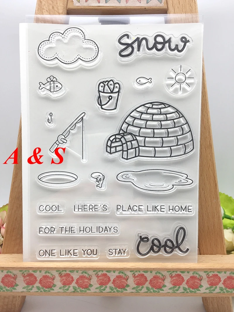 CLEAR STAMPS Snow Fish Scrapbook Card album paper craft silicon rubber roller transparent stamps | Дом и сад