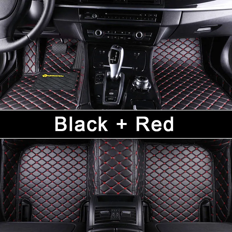 3D автомобильные ковры из кожи форма идеально подходит под модель авто БМВ Х5 2010г-2015г повышенная износоустойчивость всезонность ручной пошив каждого комплекта легко моются с помощью обычной губки или влажной тряпк - Название цвета: BLACK-RED