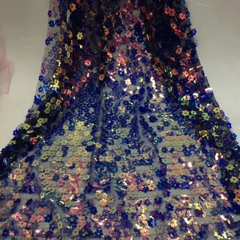 

2019 Latest French Nigerian Laces Fabrics High Quality Tulle African Laces Fabric Wedding African French Sequins Lace