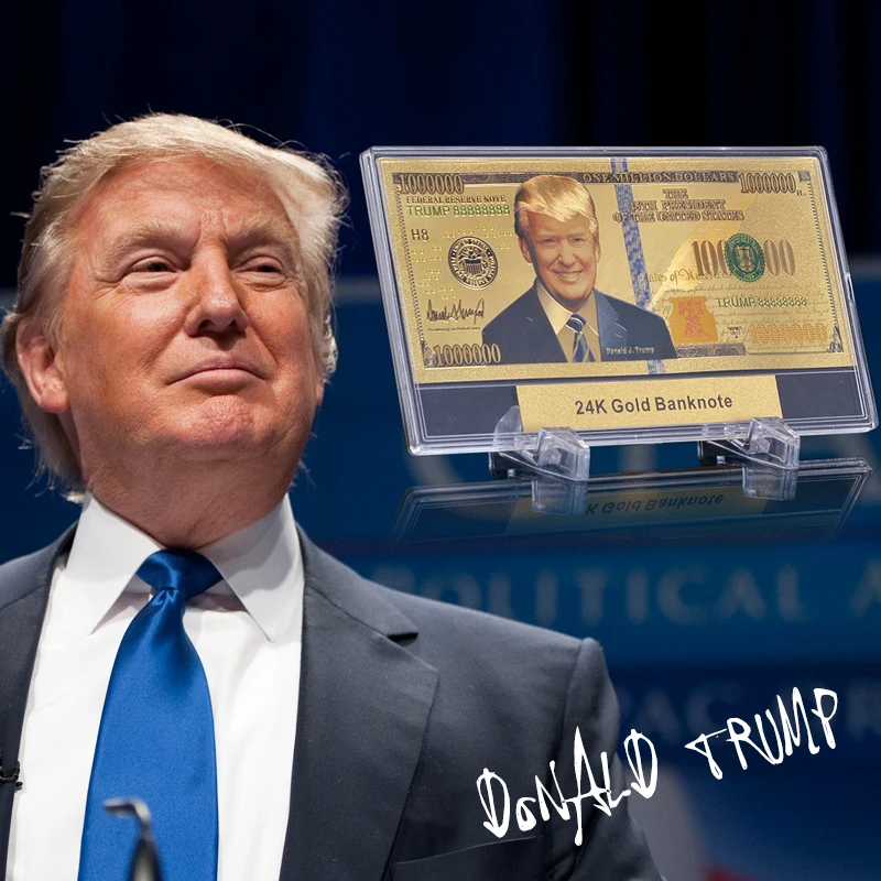 

WR Trump Fake Money New Fashion Unique Verson America One Million Dollars US 45th President Gold Foil Plated Banknote for Gifts