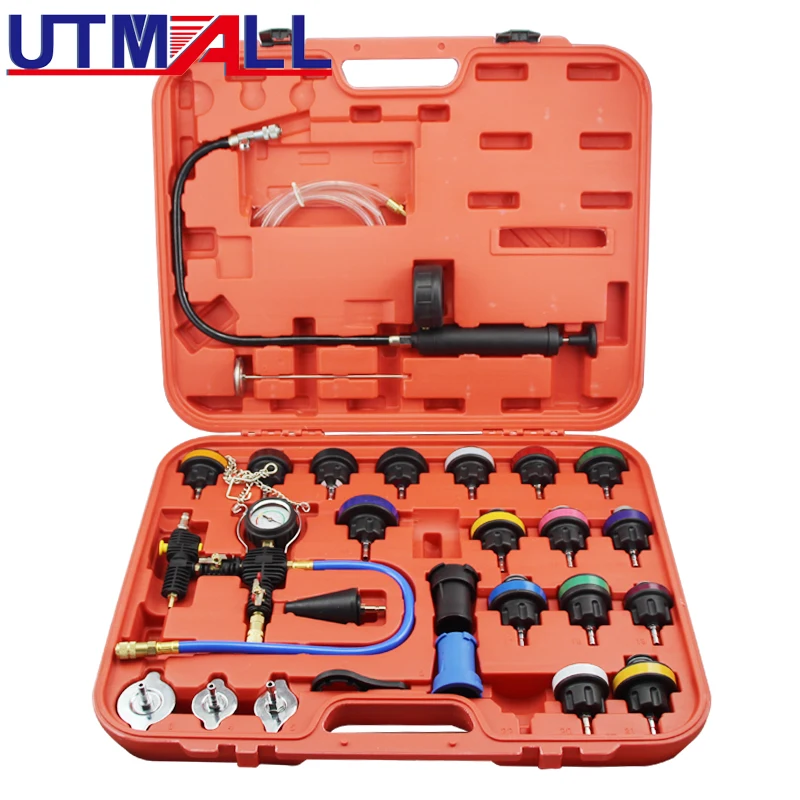 

27pcs Universal Radiator Pressure Tester & Vacuum Type Coolling System Kit Collant Replace Tool Coolant Purge/Refill Adapter