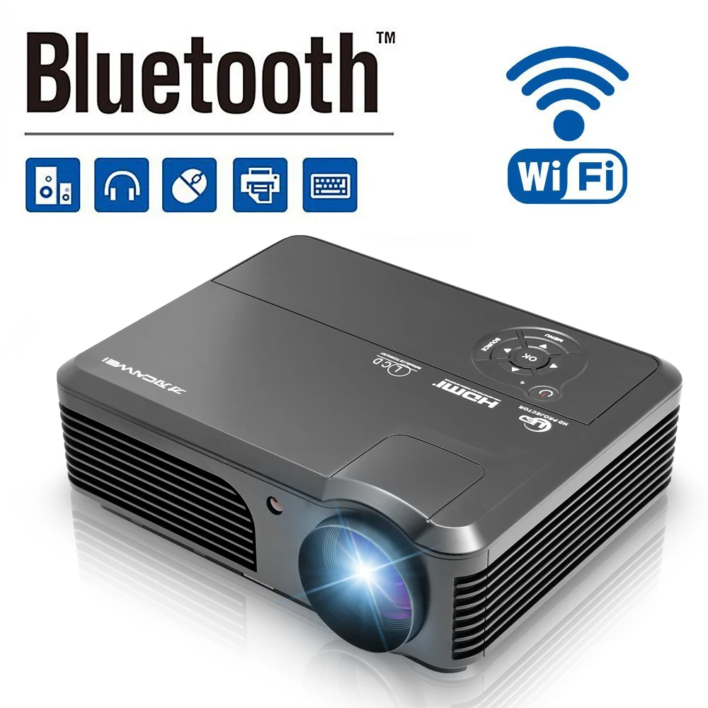 Smart LED LCD Android Projector WIFI Bluetooth Home Cinema Beamer