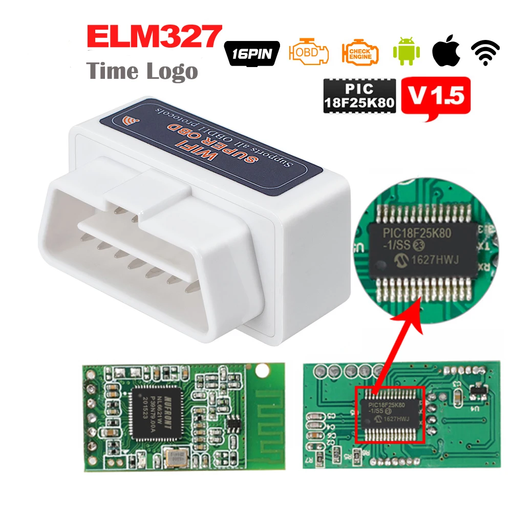 Super OBD ELM327 WIFI V1.5 OBDII OBD2 автомобильный диагностический инструмент с чипом PIC18F25K80 ELM