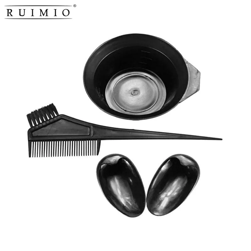 

4Pcs Hairdressing Brushes Earmuffs Combo Salon Hair Color Dye Tint Tool Set Hair Coloring Kit With Hair Bowl Fashion Designed