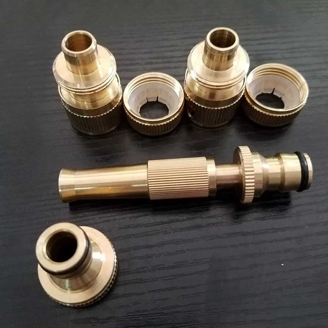 4Pcs x Garden Brass Hose Pipe Fitting Set Tap Quick Connectors & Spray Nozzle