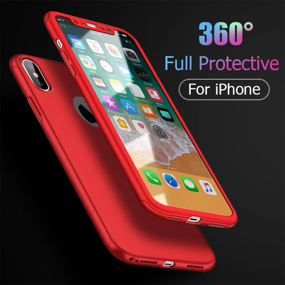 FLOVEME-360-Full-Protective-Case-For-iPhone-X-8-7-Plus-6-6S-Plus-Tempered-Glass
