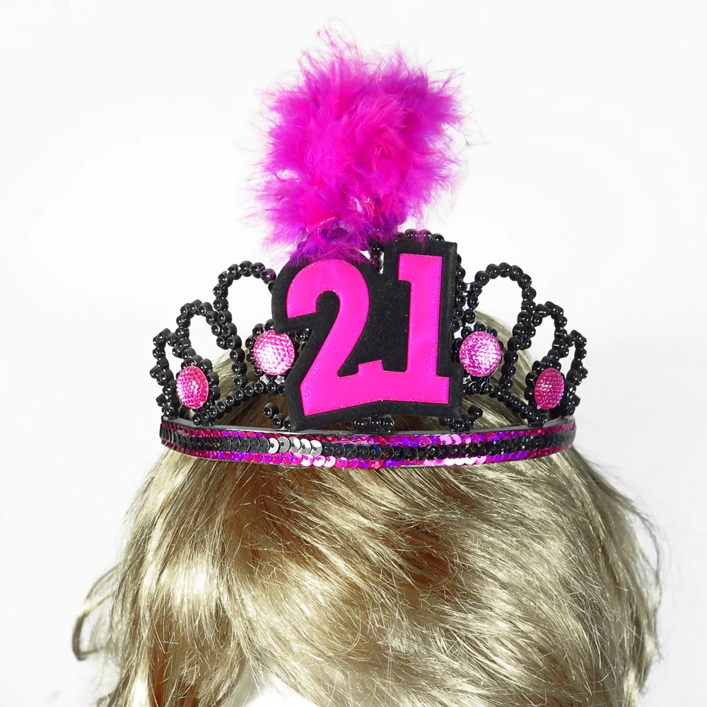 8pcs wholesale Happy birthday tiara pink black hair accessories fun