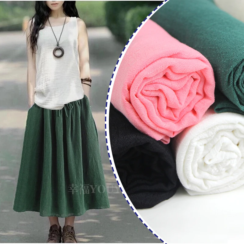 Cotton linen fabric bamboo cotton fabric texture clear color national costume Chinese style folds fabric linen summer