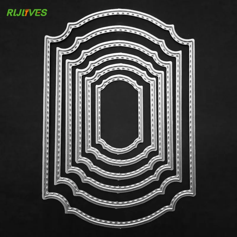 

6Pcs/set Wavy Rectangle Frames Cutting Dies Stencils For DIY Scrapbooking Paper Cards Embossing Cut Dies 11.8x8.2CM